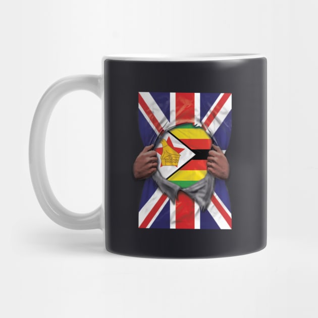 Zimbabwe Flag Great Britain Flag Ripped - Gift for Zimbabwean From Zimbabwe by Country Flags